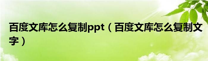 百度文库怎么复制ppt(百度文库怎么复制文字)