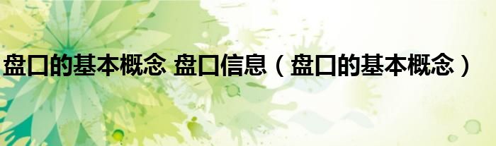 盘口的基本概念 盘口信息(盘口的基本概念)