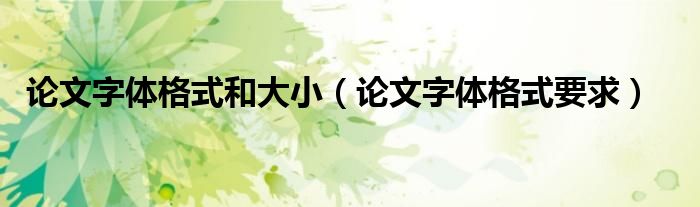 论文字体格式和大小(论文字体格式要求)