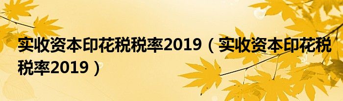 实收资本印花税税率2019(实收资本印花税税率2019)