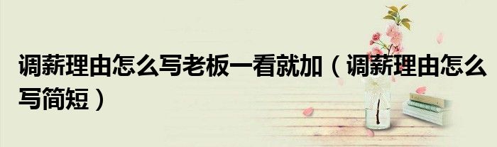 调薪理由怎么写老板一看就加(调薪理由怎么写简短)