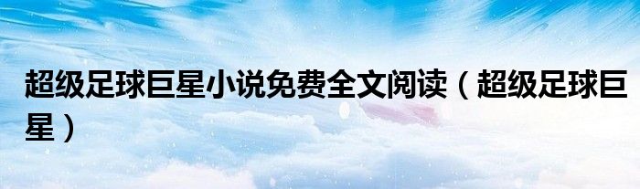 超级足球巨星小说免费全文阅读(超级足球巨星)