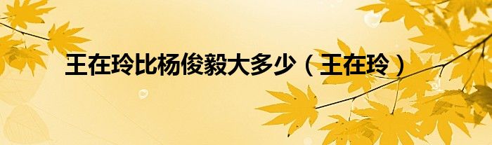 王在玲比杨俊毅大多少(王在玲)