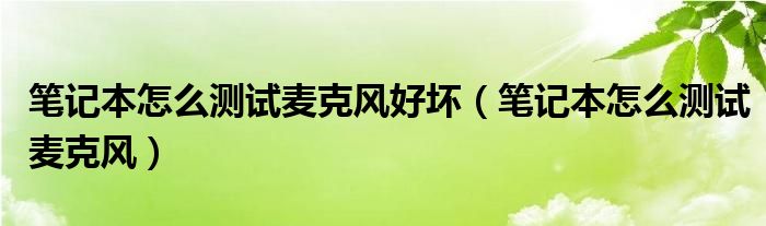 笔记本怎么测试麦克风好坏（笔记本怎么测试麦克风）