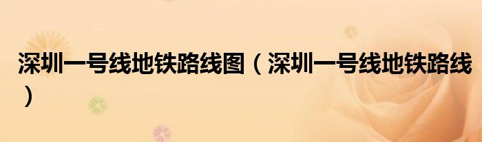 深圳一号线地铁路线图(深圳一号线地铁路线)