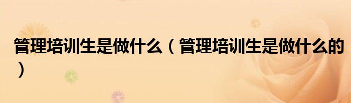 管理培训生是做什么(管理培训生是做什么的)