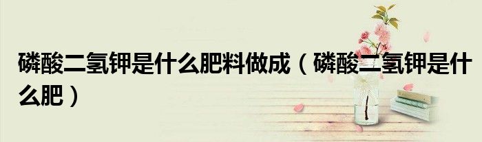 磷酸二氢钾是什么肥料做成(磷酸二氢钾是什么肥)