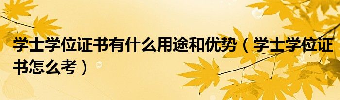 学士学位证书有什么用途和优势(学士学位证书怎么考)