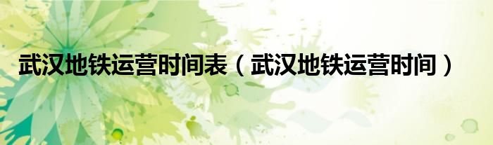 武汉地铁运营时间表(武汉地铁运营时间)