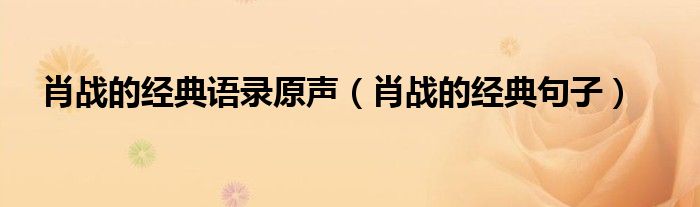 肖战的经典语录原声(肖战的经典句子)