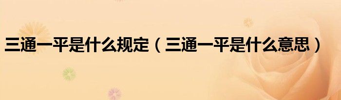 三通一平是什么规定(三通一平是什么意思)