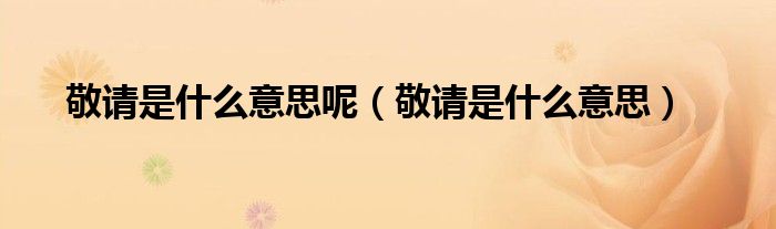 敬请是什么意思呢(敬请是什么意思)