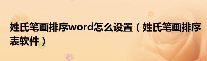 姓氏笔画排序word怎么设置(姓氏笔画排序表软件)