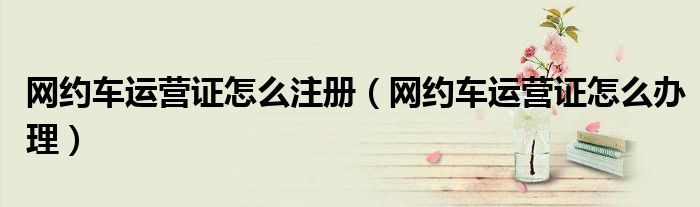 网约车运营证怎么注册(网约车运营证怎么办理)