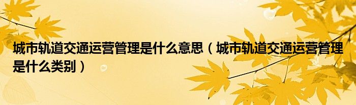 城市轨道交通运营管理是什么意思(城市轨道交通运营管理是什么类别)