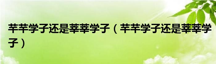 芊芊学子还是莘莘学子(芊芊学子还是莘莘学子)