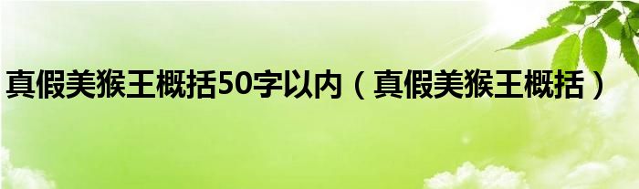 真假美猴王概括50字以内(真假美猴王概括)