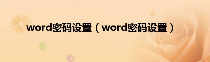 word密码设置(word密码设置)