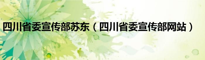 四川省委宣传部苏东(四川省委宣传部网站)
