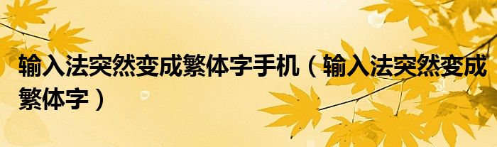 输入法突然变成繁体字手机(输入法突然变成繁体字)