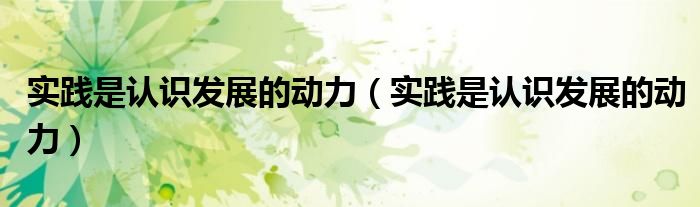 实践是认识发展的动力(实践是认识发展的动力)