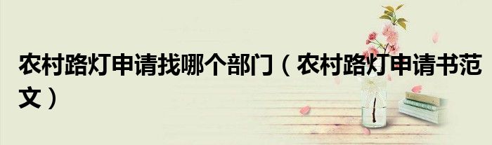农村路灯申请找哪个部门(农村路灯申请书范文)