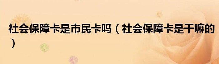 社会保障卡是市民卡吗（社会保障卡是干嘛的）