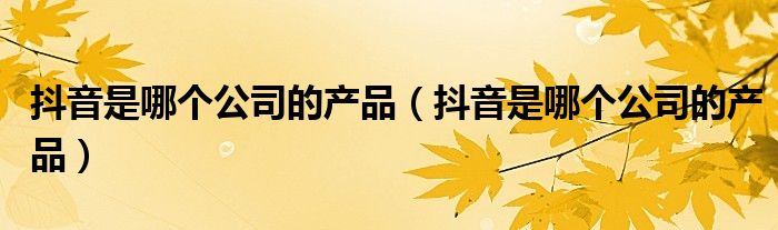 抖音是哪个公司的产品(抖音是哪个公司的产品)