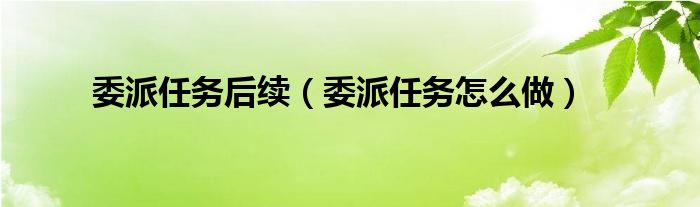 委派任务后续(委派任务怎么做)