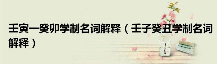 壬寅一癸卯学制名词解释(壬子癸丑学制名词解释)