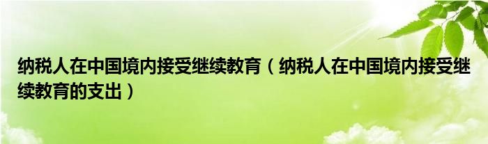 纳税人在中国境内接受继续教育(纳税人在中国境内接受继续教育的支出)