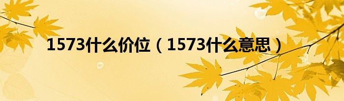 1573什么价位（1573什么意思）