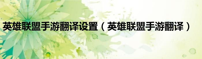 英雄联盟手游翻译设置(英雄联盟手游翻译)