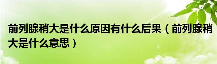 前列腺稍大是什么原因有什么后果(前列腺稍大是什么意思)