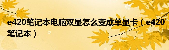 e420笔记本电脑双显怎么变成单显卡(e420笔记本)