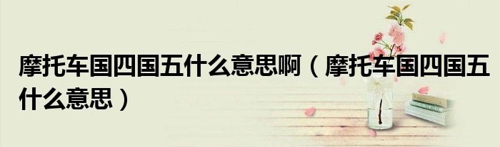 摩托车国四国五什么意思啊(摩托车国四国五什么意思)