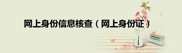 网上身份信息核查(网上身份证)