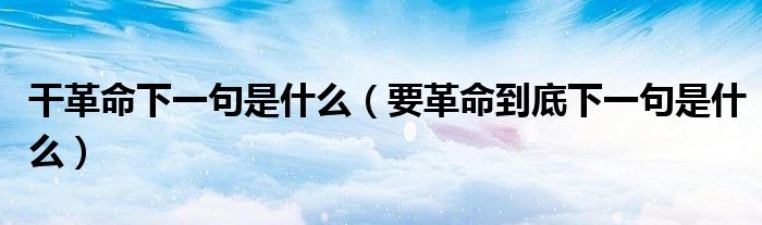 干革命下一句是什么(要革命到底下一句是什么)