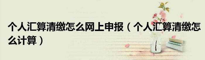 个人汇算清缴怎么网上申报(个人汇算清缴怎么计算)