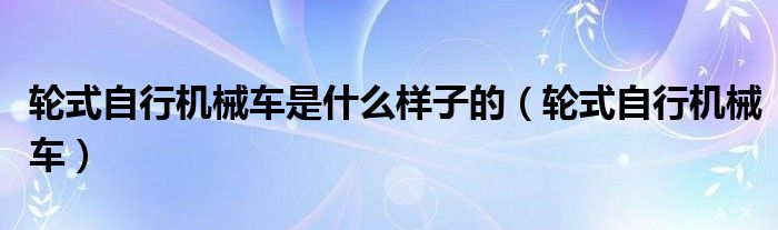 轮式自行机械车是什么样子的(轮式自行机械车)