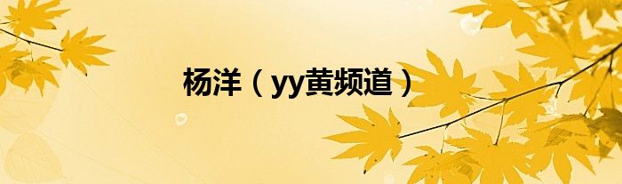 杨洋(yy黄频道)