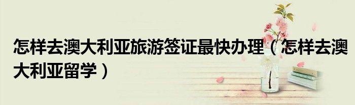 怎样去澳大利亚旅游签证最快办理(怎样去澳大利亚留学)