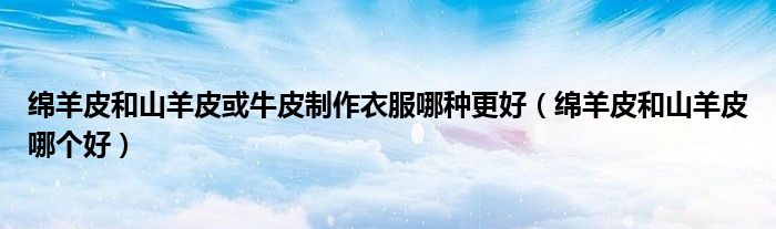 绵羊皮和山羊皮或牛皮制作衣服哪种更好(绵羊皮和山羊皮哪个好)