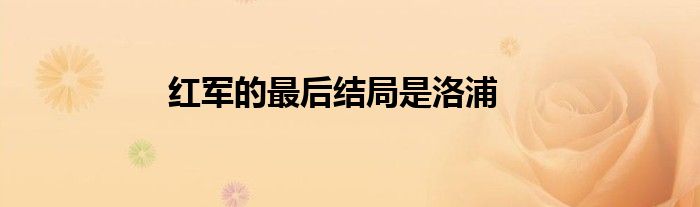 红军的最后结局是洛浦