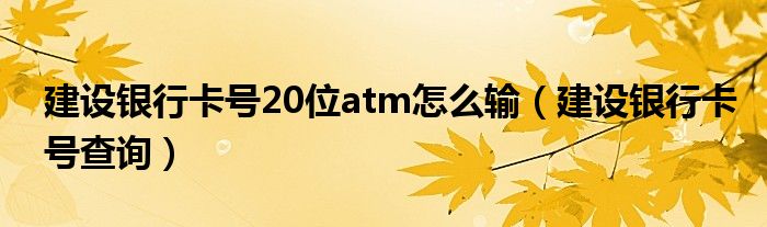 建设银行卡号20位atm怎么输(建设银行卡号查询)
