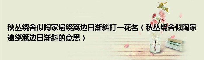 秋丛绕舍似陶家遍绕篱边日渐斜打一花名(秋丛绕舍似陶家遍绕篱边日渐斜的意思)