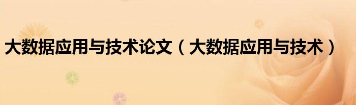 大数据应用与技术论文(大数据应用与技术)
