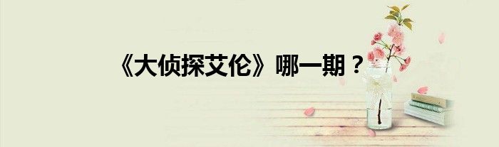 《大侦探艾伦》哪一期？
