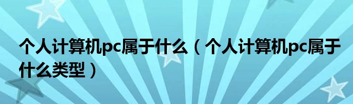 个人计算机pc属于什么（个人计算机pc属于什么类型）