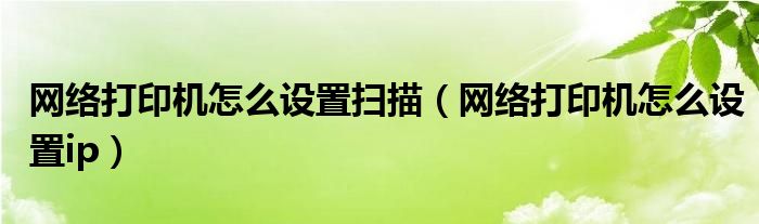 网络打印机怎么设置扫描(网络打印机怎么设置ip)
